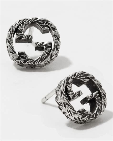 gucci aged silver earrings|interlocking g earrings in silver.